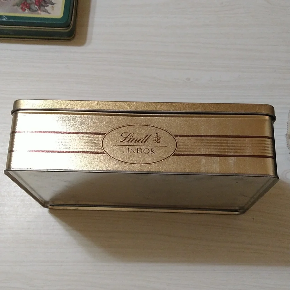 Vintage 2 RARE Chocolat Lindt & The Tinsmith's Craft Tin Storage Cans